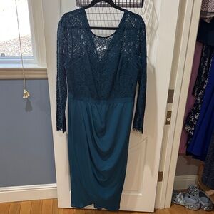 City Chic Teal Long Sleeve Lace Dress